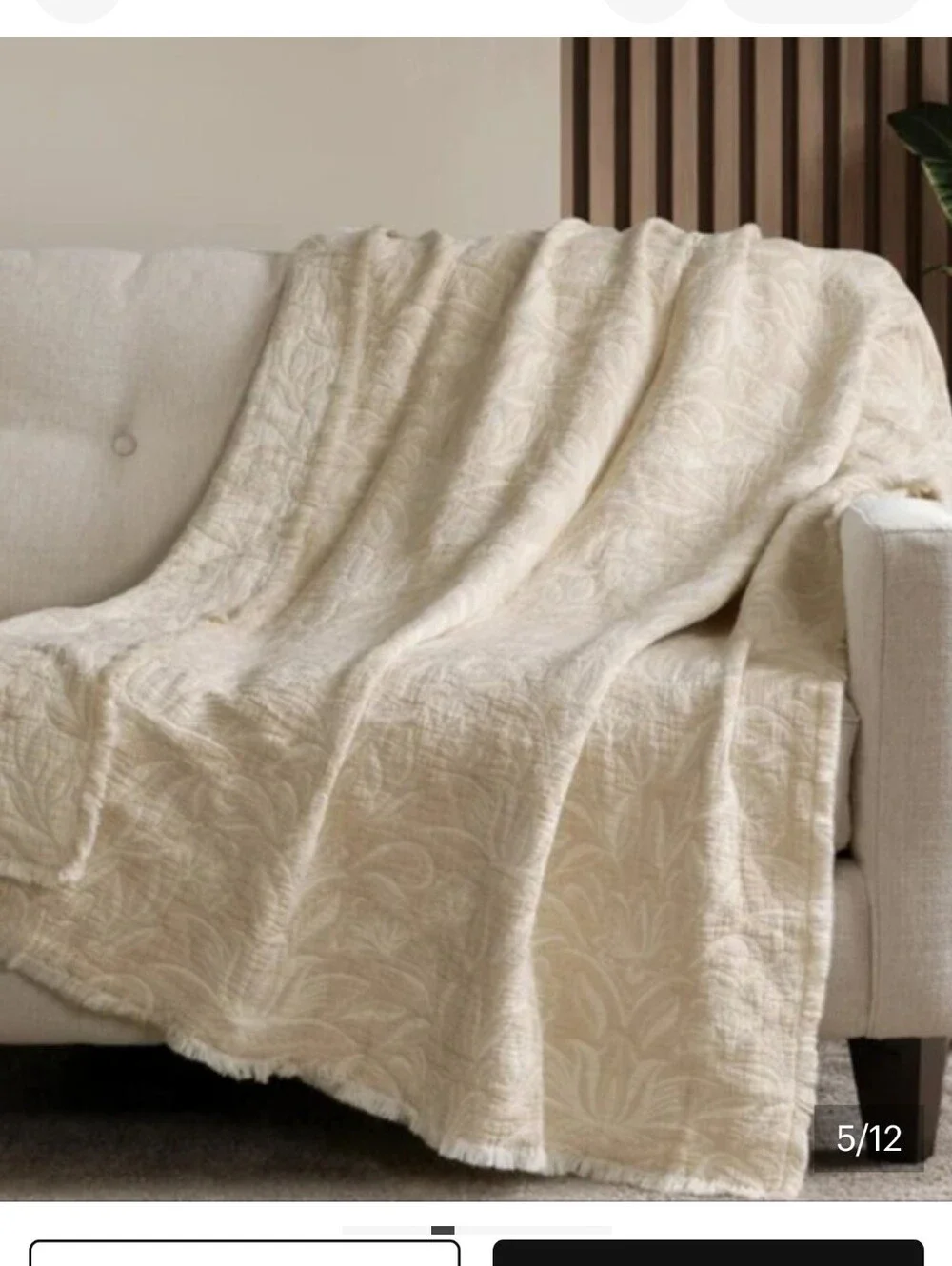 Reversible Cotton Throw Blanket 50x70, Brand New